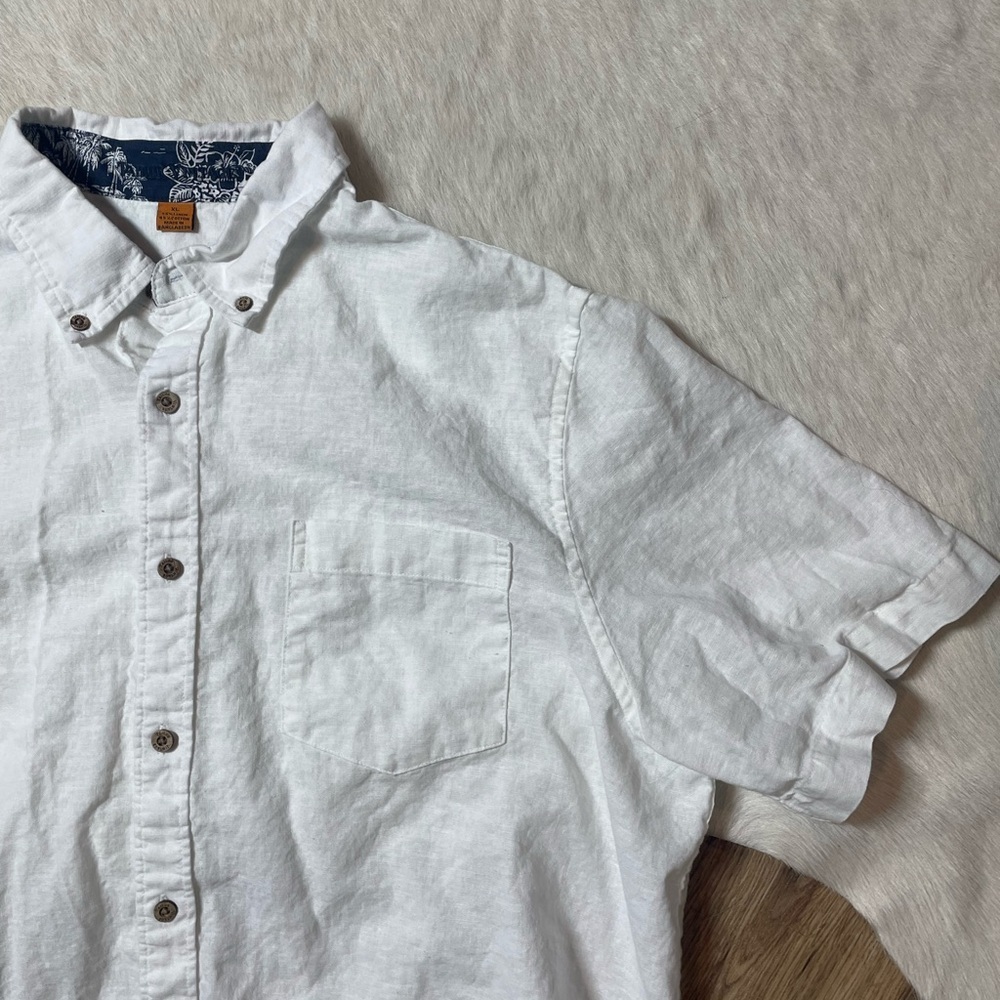 Tailor Vintage Linen coastal boho resortwear Button down short sleeved shirt - Picture 6 of 11